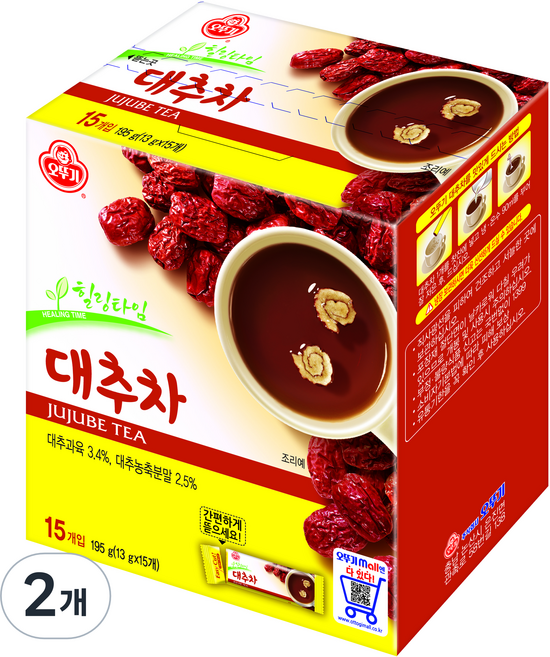 오뚜기 대추차, 2개, 15개입, 13g
