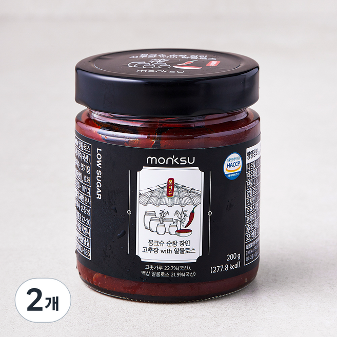몽크슈 순창 장인 고추장 with 알룰로스, 200g, 2개