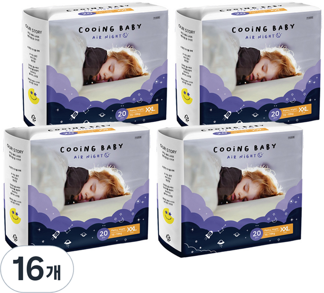Cooing 쿠잉 유아용 에어나이트 풀잠 팬티형 남여공용, 점보형(2XL), 320매