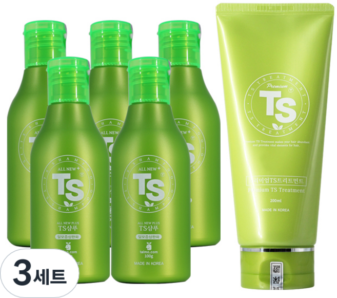 티에스 올뉴플러스 TS 샴푸 100g x 5p + 트리트먼트 200ml, 3세트