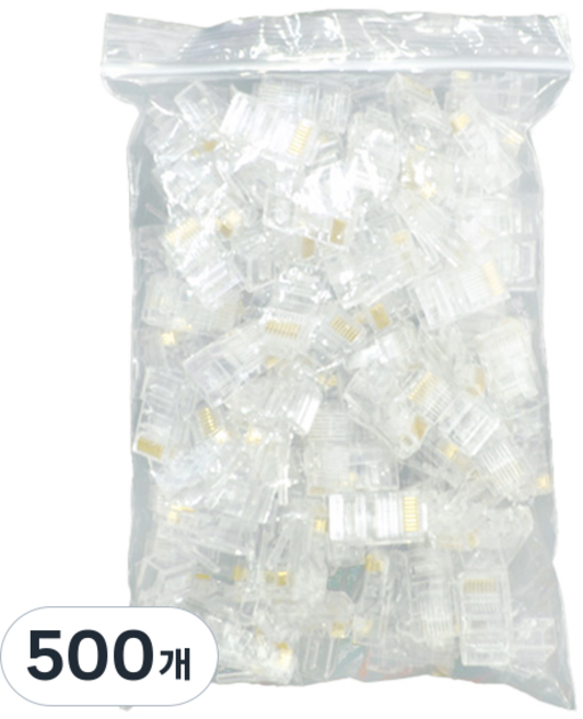 엠비에프 CAT.5E UTP RJ-45 커넥터 MBF-RJ45, 투명, 500개, 2.2cm