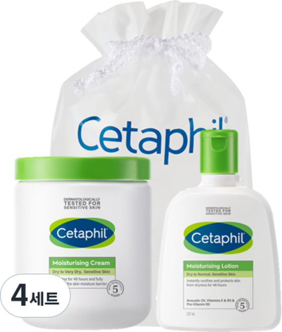 세타필 모이스춰라이징 크림 550g + 로션 237ml + 파우치 세트, 4세트
