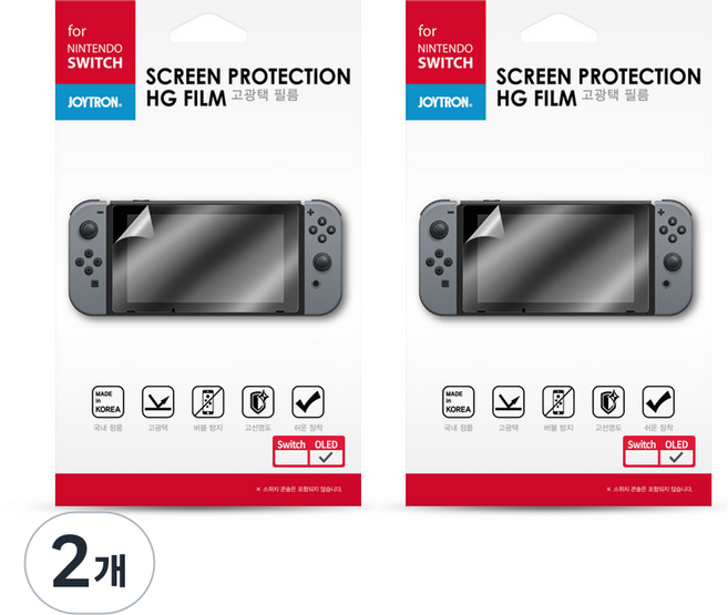 JOYTRON 任天堂 Switch OLED 高光澤螢幕保護貼 2p, 2個, JTSW-114