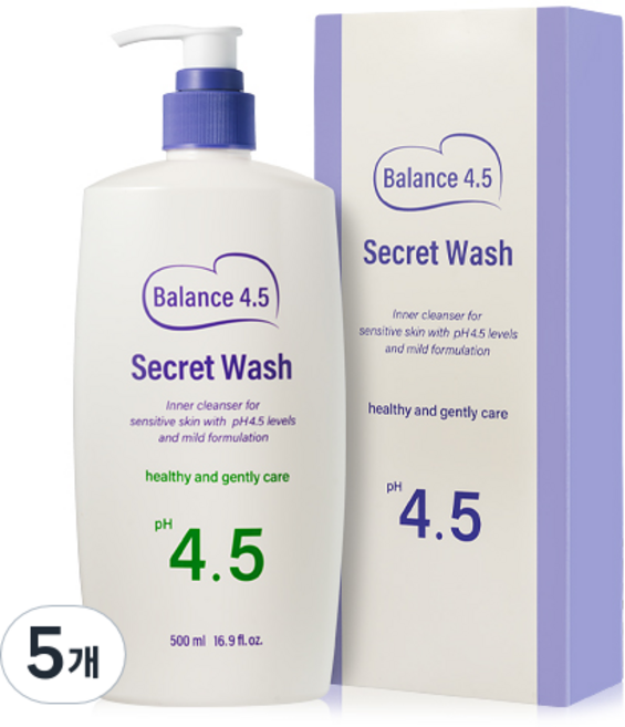 터치미 밸런스 4.5 시크릿워시 여성청결제 대용량, 500ml, 5개