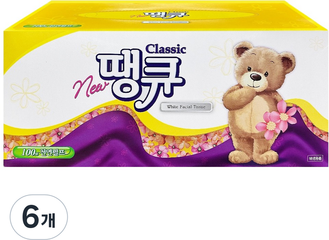 땡큐 천연펄프 각티슈, 200매, 6개