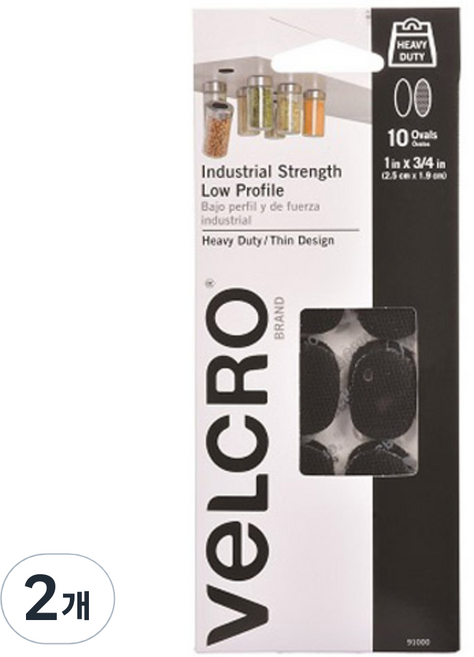 VeLCRO 威扣 重磅橢圓形薄型黑色魔鬼氈 10入, 2個
