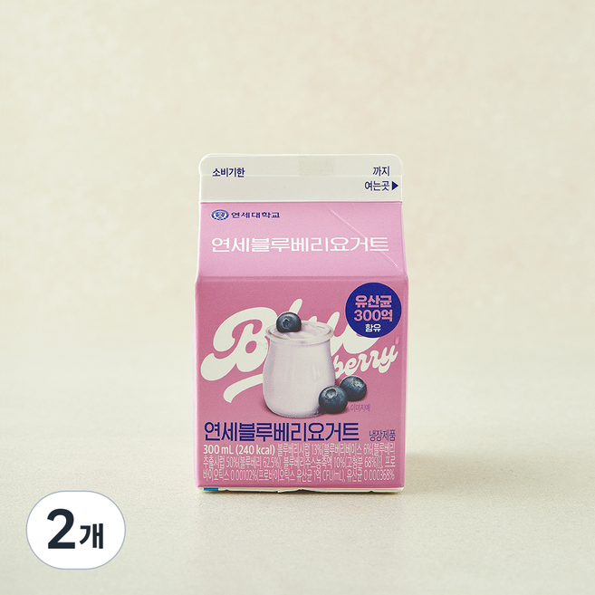 연세우유 블루베리 요거트, 2개, 1개입, 300ml