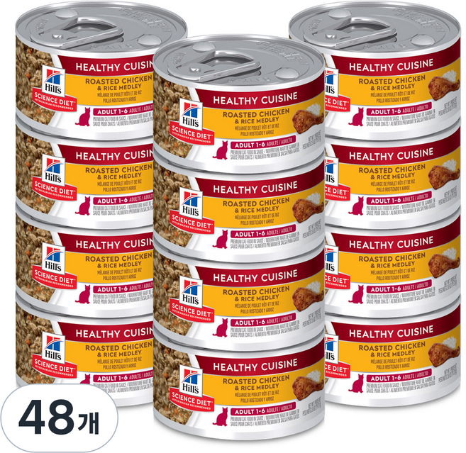 힐스사이언스다이어트 어덜트 고양이 헬씨 퀴진 스튜 습식사료, 닭+쌀, 79g, 48개