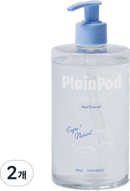 PLAINPOD 高濃縮優質羅勒與橙花果蔬廚房洗潔精, 2個, 500ml