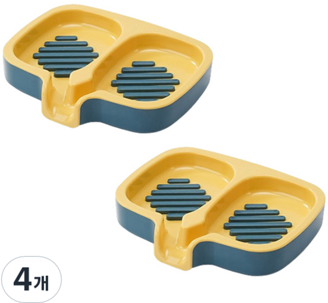 블럭마트 파스텔 더블 비누받침, 옐로우, 4개