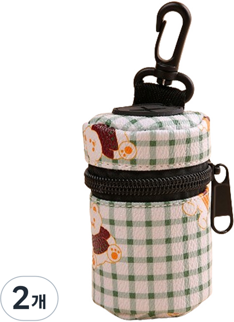 파스텔펫 반려동물 베어체크 배변봉투 케이스 FREE, 그린, 1개입, 2개