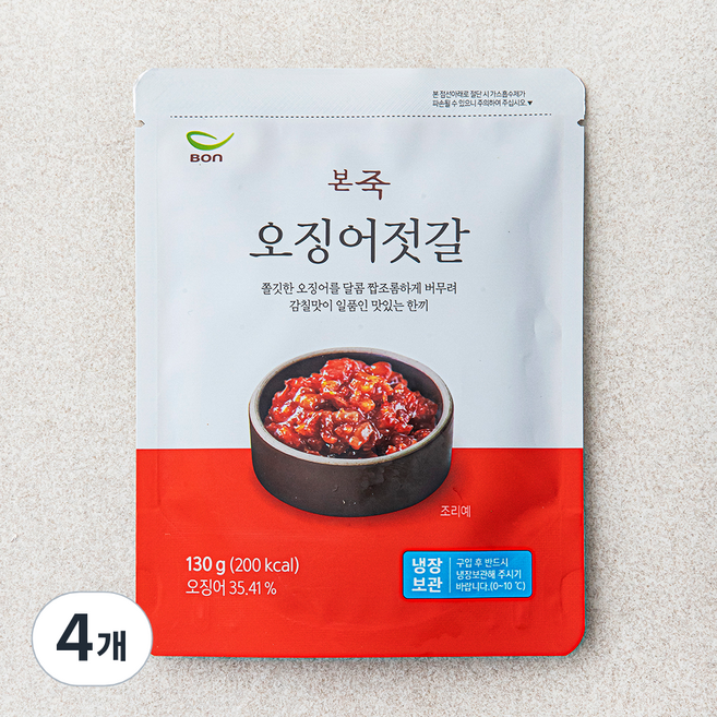 본죽 오징어젓갈, 130g, 4개