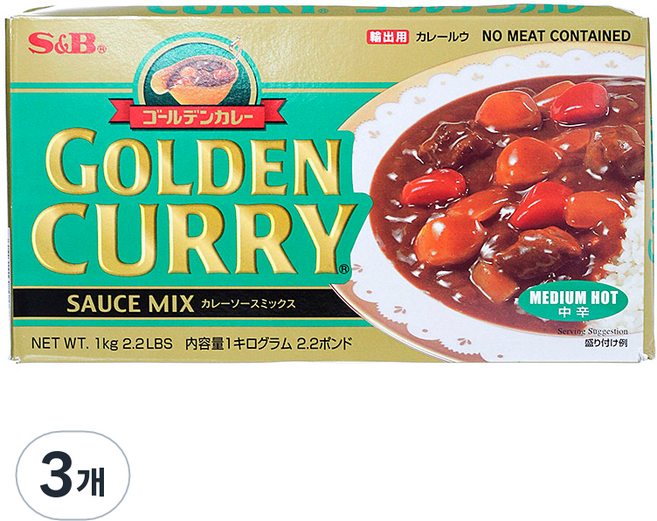 에스앤비 골든카레 중간매운맛, 1kg, 3개