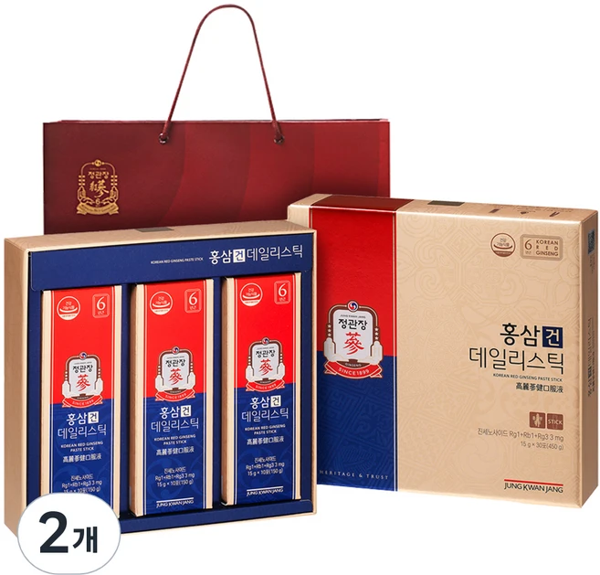 정관장 홍삼건 데일리스틱 + 쇼핑백, 450g, 2개 - 쿠팡