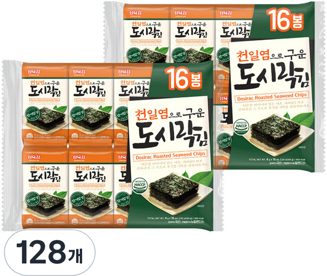 삼육김 천일염으로 구운 도시락김, 4g, 128개