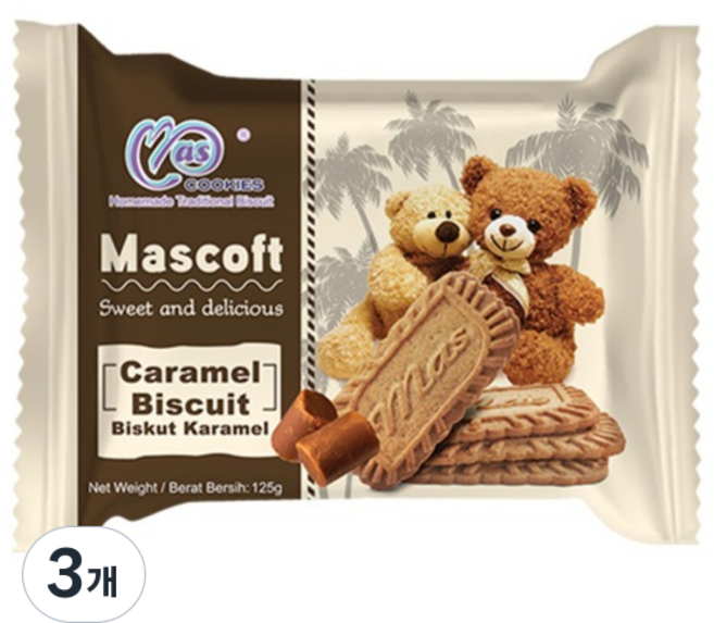 마스쿠키 카라멜향 비스킷, 3개, 125g