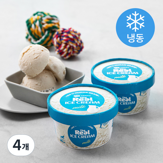 하림펫푸드 더리얼 아이스크림 냉동 간식, 밀크, 90ml, 4개