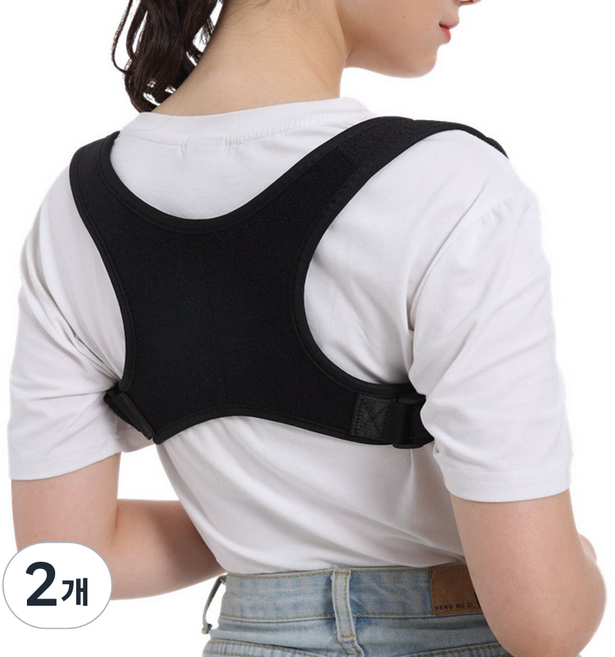 마샤투 목 어깨 바른 자세 밴드 블랙, 2개