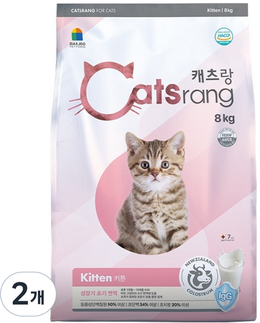 캐츠랑 키튼 고양이 건식 사료, 8kg, 2개, 닭+참치