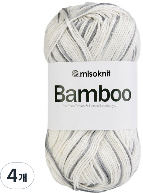 미소털실 부드러운 레이온 뜨개 밤부실 50g, 4개, 37 화이트그레이