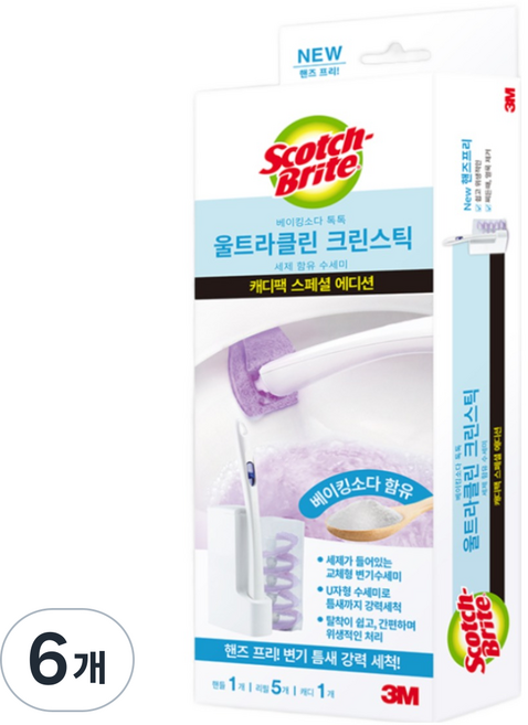 스카치브라이트 쓰리엠 울트라클린 베이킹소다 크린스틱 캐디팩, 혼합색상, 6개