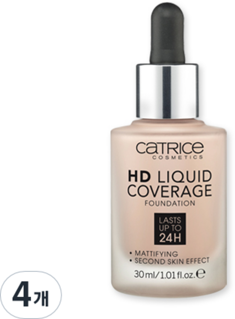 캐트리스 HD 리퀴드 커버리지 파운데이션 30ml, 020호 로즈베이지, 4개