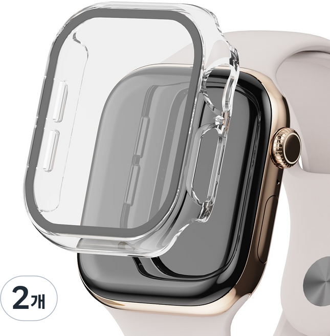 GoodValue Apple Watch 全包覆鋼化玻璃螢幕保護殼, 2個, 透明