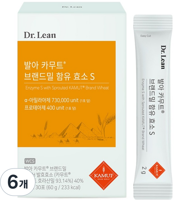 닥터린 발아 카무트 브랜드밀 함유 효소 S 30p, 60g, 6개
