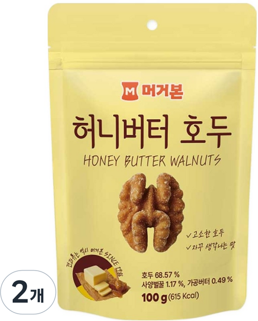 머거본 허니버터 호두, 100g, 2개