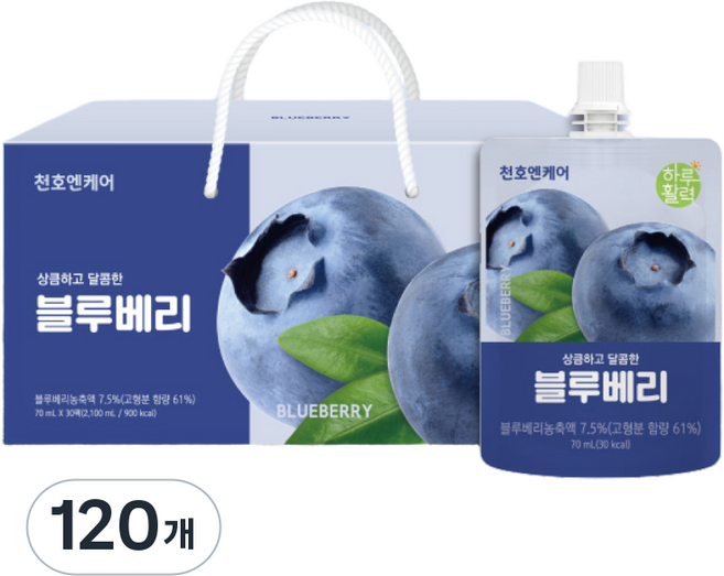 하루활력 상큼하고 달콤한 블루베리즙, 70ml, 120개
