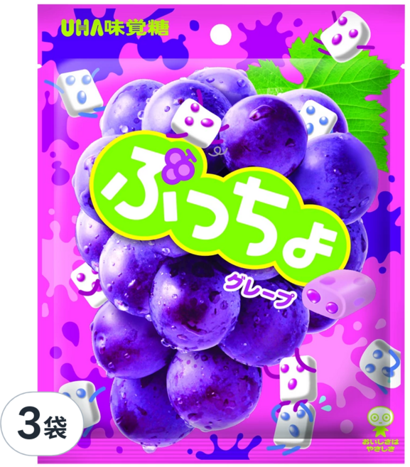 UHA 味覺糖 普超軟糖 葡萄味, 50g, 3袋
