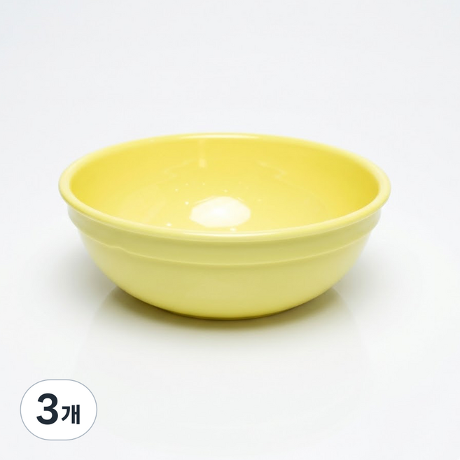 리빙메이트 단체급식 표준형 PC 식판국그릇 14 x 5.3 cm, 파스텔 노랑, 3개