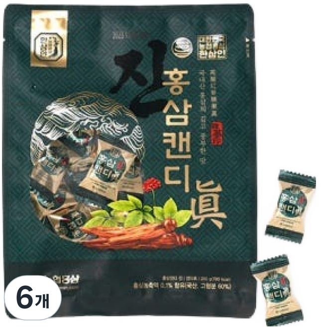 한삼인 홍삼캔디 진, 200g, 6개