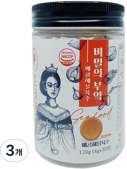 비밀의부엌 조미료 만능육수 한알 매콤해물육수, 120g, 3개