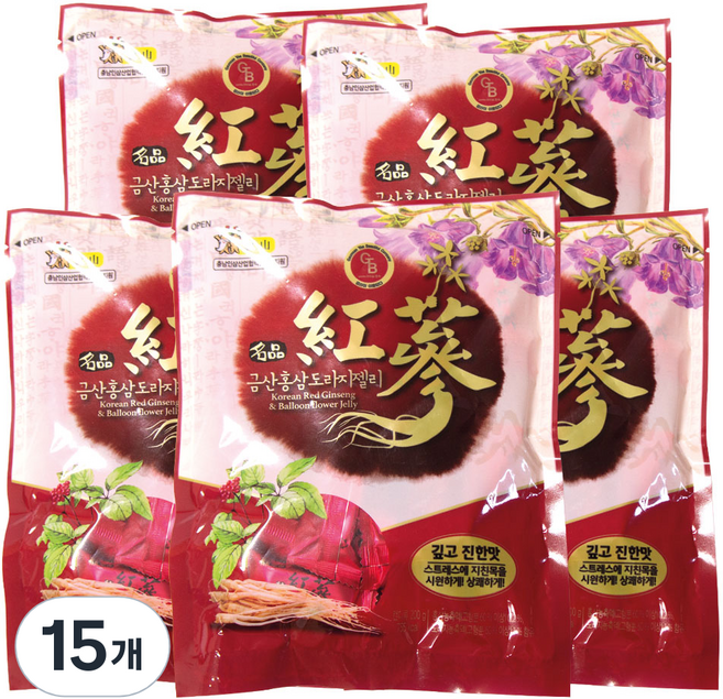 금산 홍삼 도라지 젤리, 15개, 200g