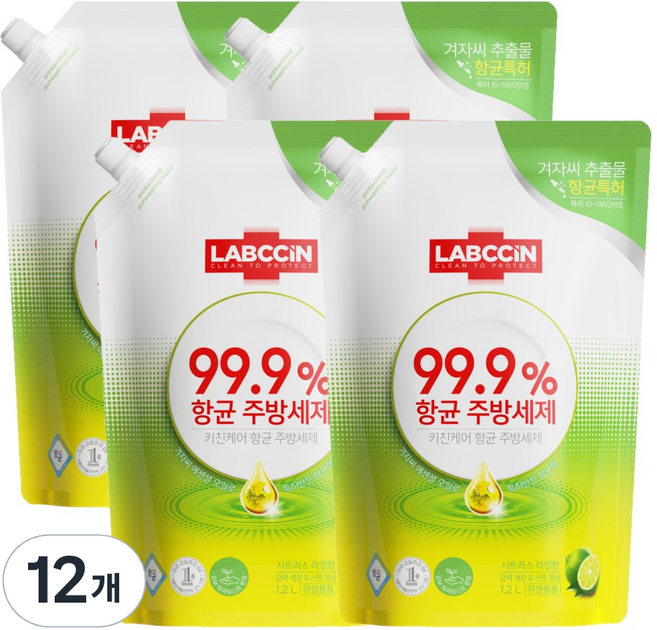 랩신 주방세제 라임향, 1.2L, 12개