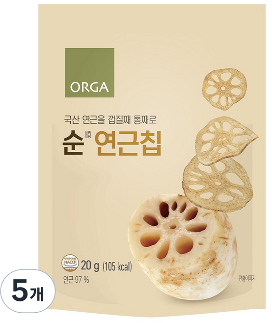 올가홀푸드 순연근칩, 20g, 5개