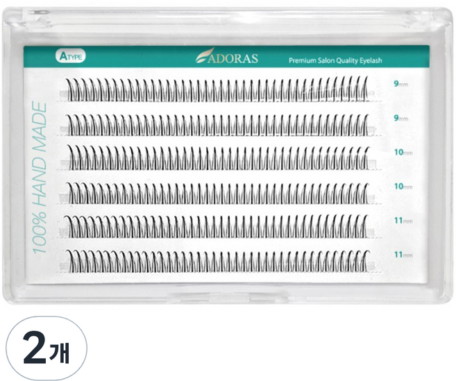 잇템샵 가닥 인조 연장 속눈썹 대용량 240모 A타입 혼합 9~11mm, 2개, 블랙