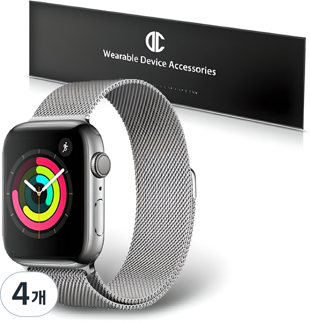 디씨네트워크 애플워치호환 밀레니즈 밴드 스트랩, 실버, 4개