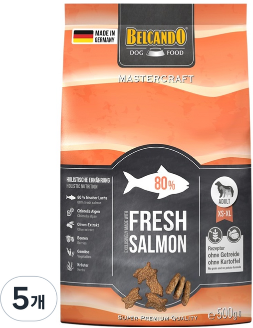 벨칸도 어덜트 강아지 마스터크래프트 건식사료, 5개, 500g, 연어