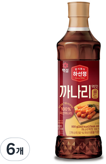 하선정 까나리액젓 골드, 800g, 6개
