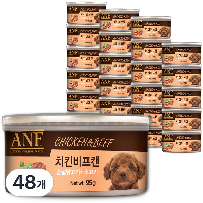 ANF 강아지 치킨비프캔, 혼합맛(순살닭고기/소고기), 95g, 48개