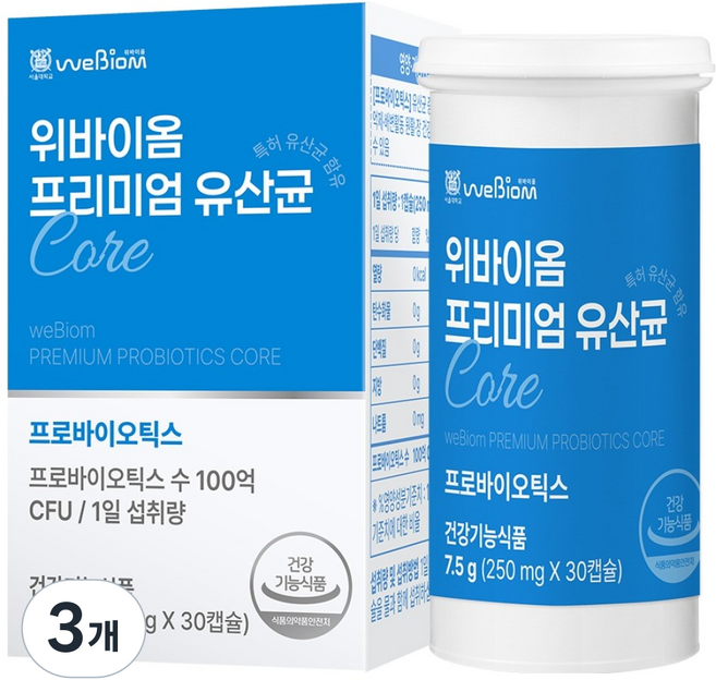 서울대위바이옴 프리미엄 유산균 프로바이오틱스 7.5g, 3개, 30정