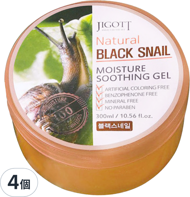 JIGOTT Natural BLACK SNAIL MOISTURE SOOTHING GEL 蝸牛修護保濕凝膠, 300ml, 4個