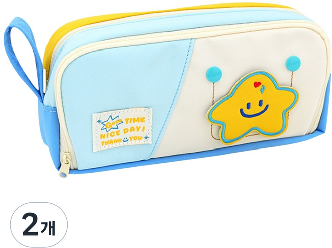 아트조이 나이스데이 사각 대용량 다용도 멀티 지퍼필통, 너만의 스타 블루, 2개