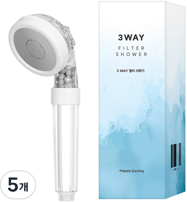 해피달링 3WAY 필터 샤워기, 5개, 혼합색상