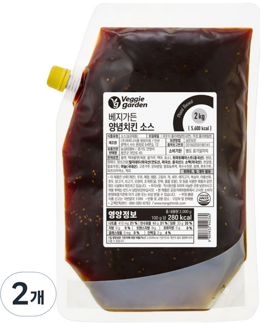 베지가든 양념치킨 소스, 2kg, 2개