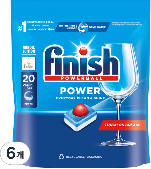 finish Powerball Tab 洗碗機專用洗碗錠 17g 20入, 6個, 340g