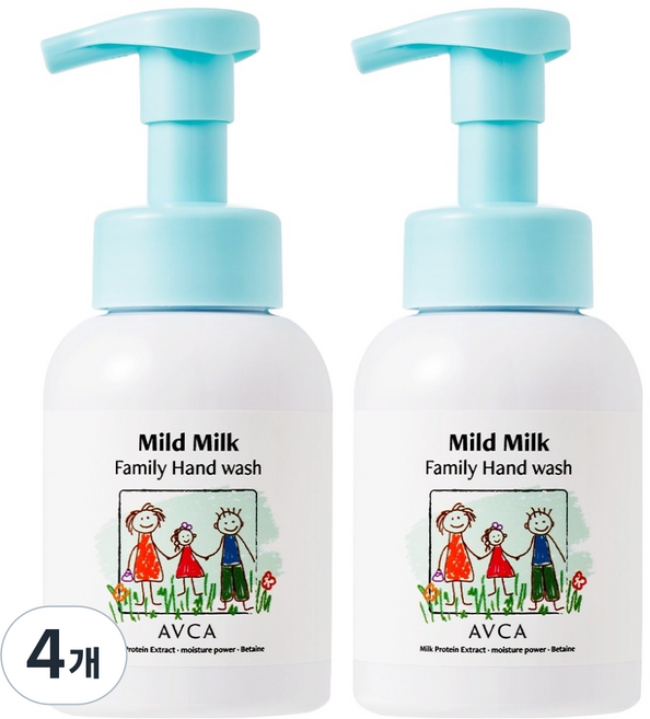 AVCA 家庭用弱酸性低刺激溫和牛奶香洗手乳, 4個, 300ml