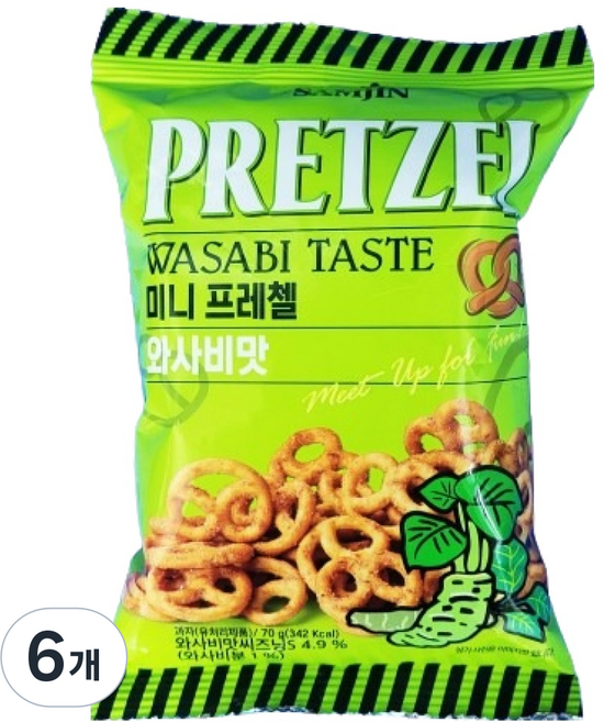 삼진 미니프레첼 와사비맛, 70g, 6개
